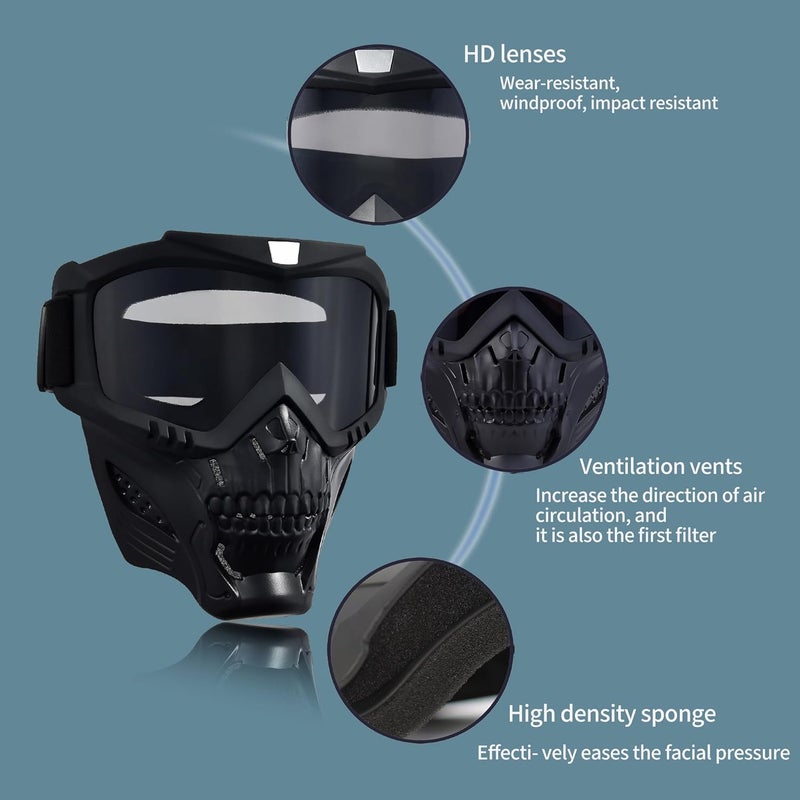 PLOOTA Motorcycle Face Mask Full Face,Dirt Bike Goggles Motocross, ATV, Offroad, Riding Racing Goggles for Men Women - Image 3